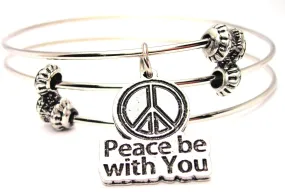 Peace Be With You Triple Style Expandable Bangle Bracelet