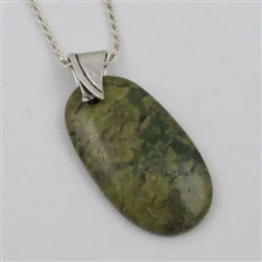 Perma Verde Green Gemstone Pendant on Sterling Silver Chain