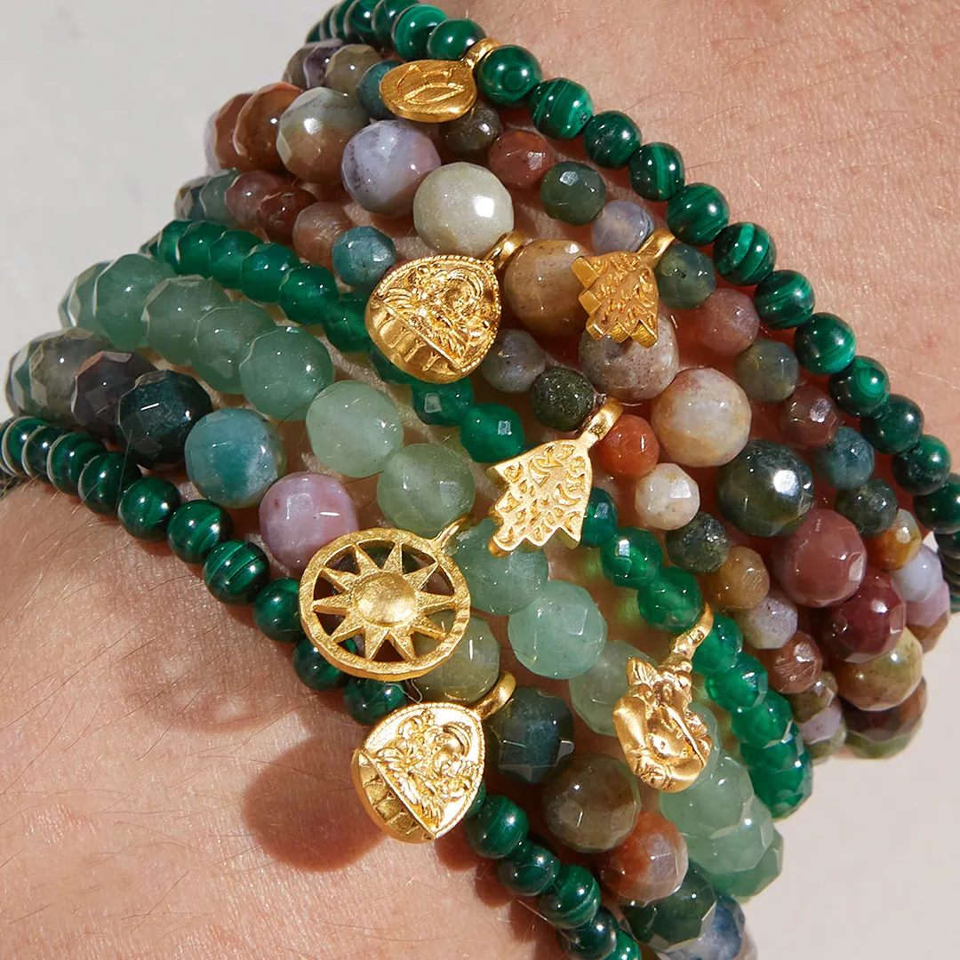 Personal Evolution Lotus Malachite Gemstone Bracelet