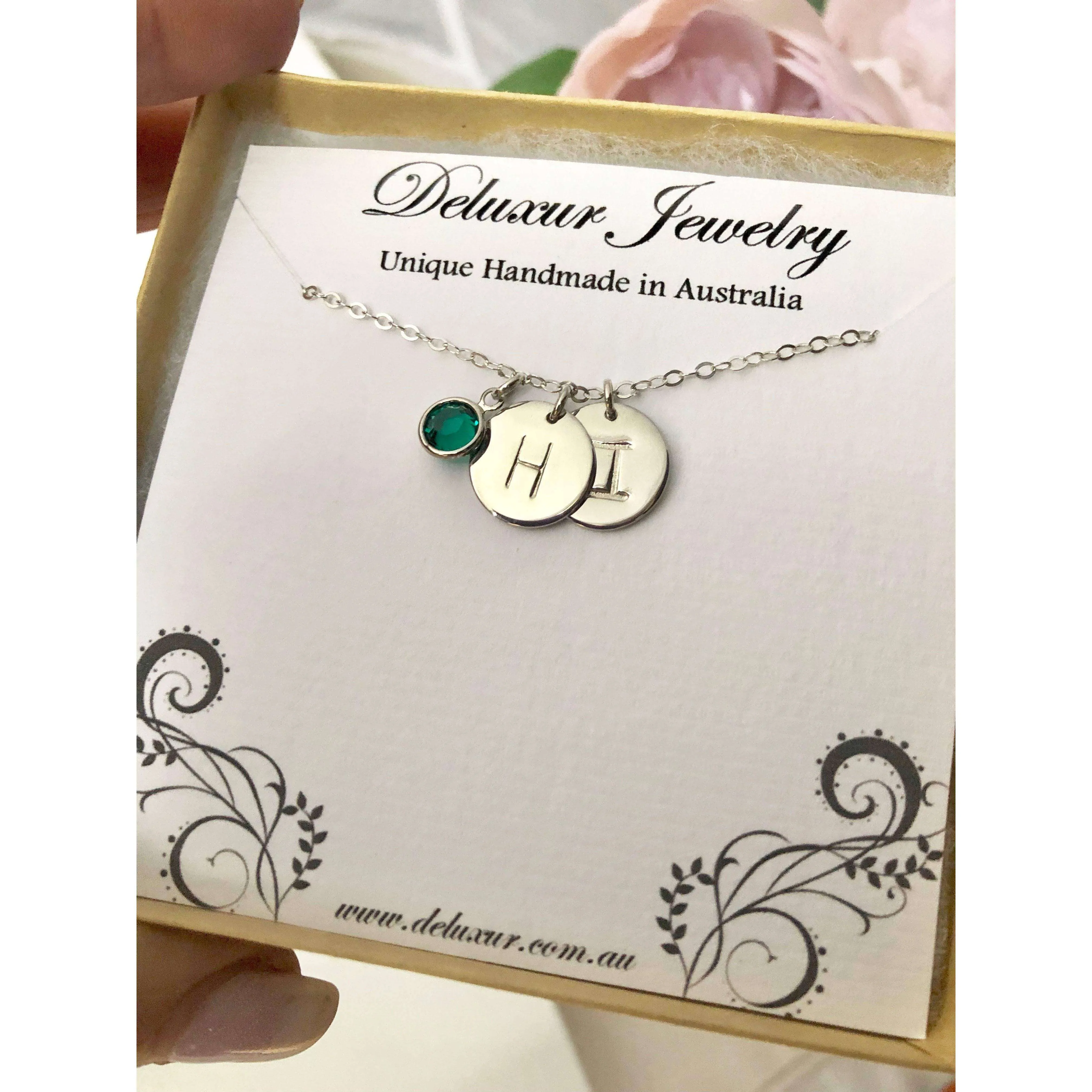 Personalised Birthstone Initial Necklace