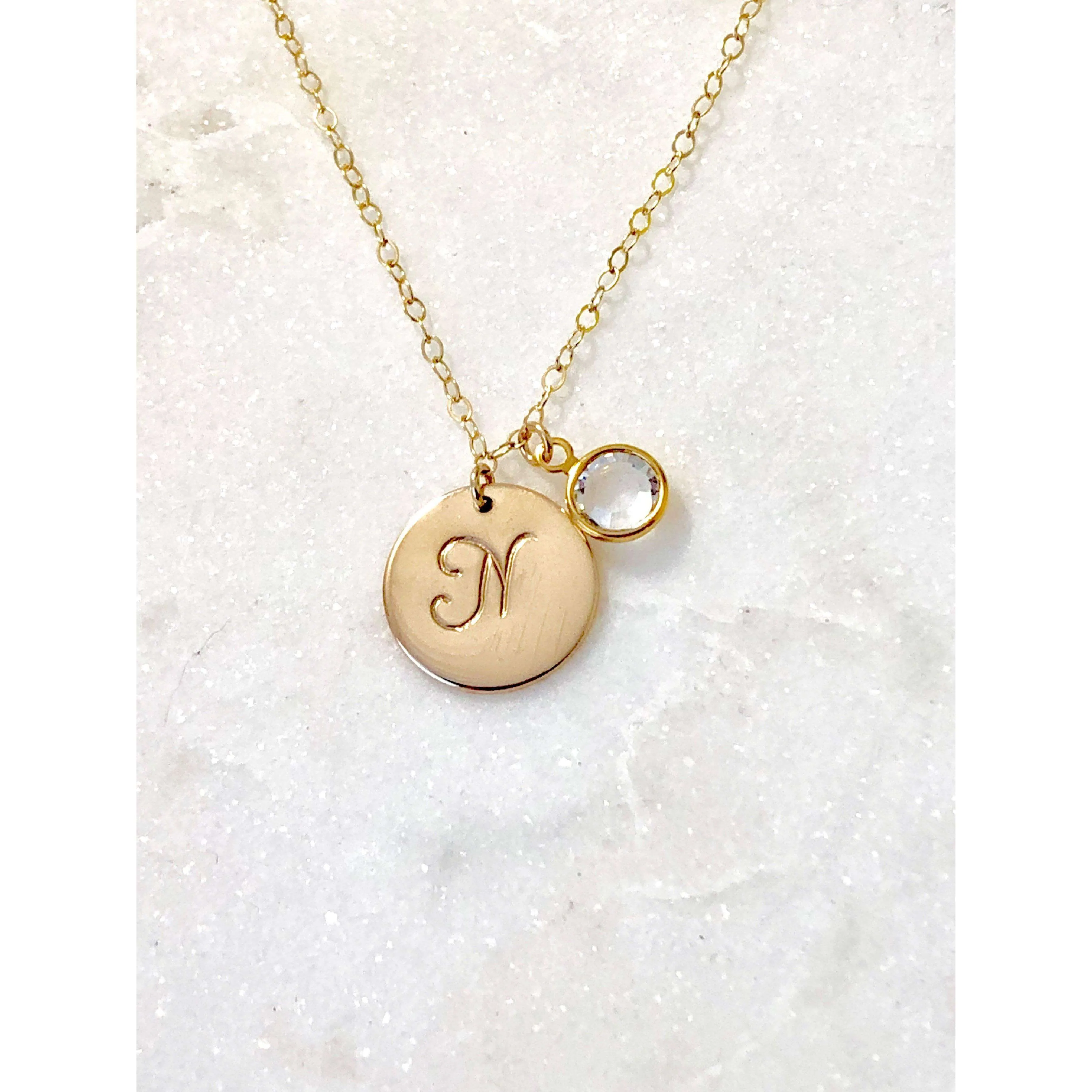 Personalised Birthstone Initial Necklace