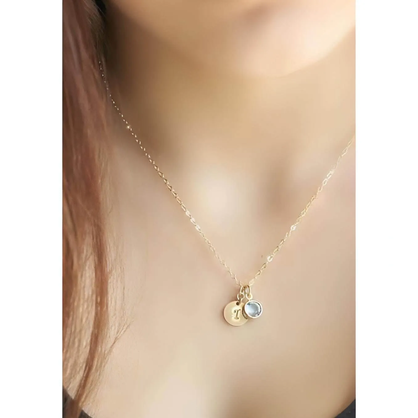 Personalised Birthstone Initial Necklace