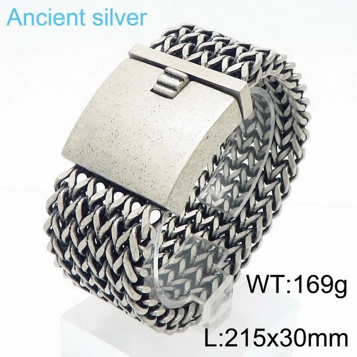 Personalized Fashionable Men's Titanium Steel Bracelet with Square Fish Scale Design