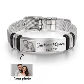 Personalized Photo Bracelet, Customized Bracelets with Pictures, Photo Engraved Bracelet - Meaningful Keepsakes