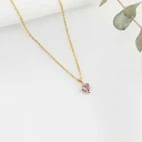 Pink Sapphire 3.5mm Heart Necklace