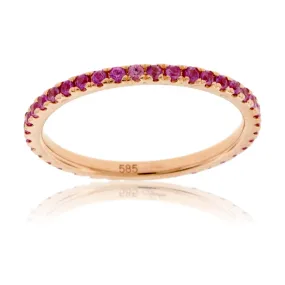 Pink Sapphire Single Row Stackable Ring