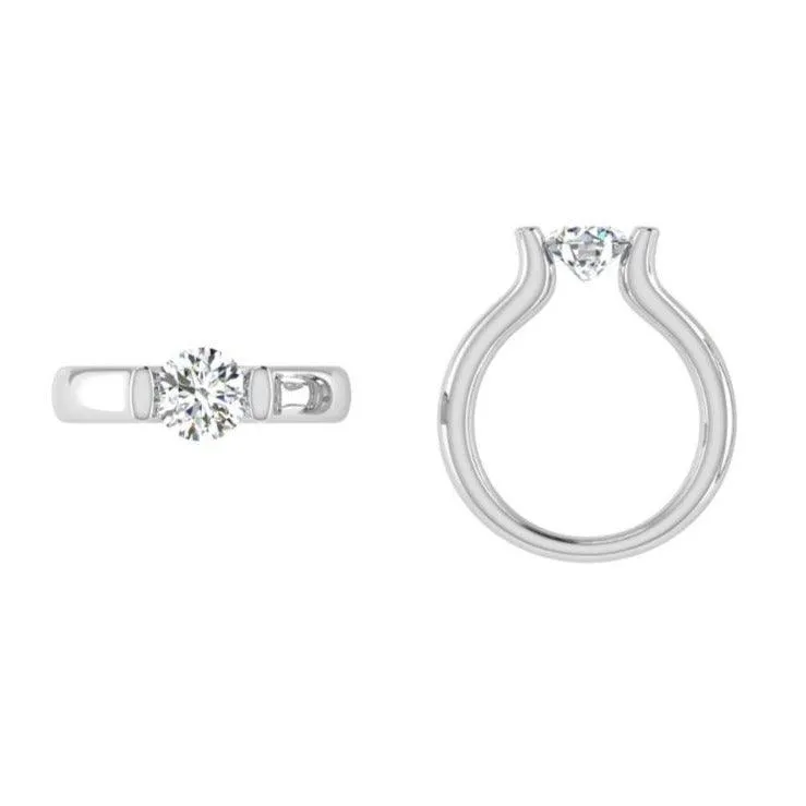 Platinum Tension Set Diamond Ring