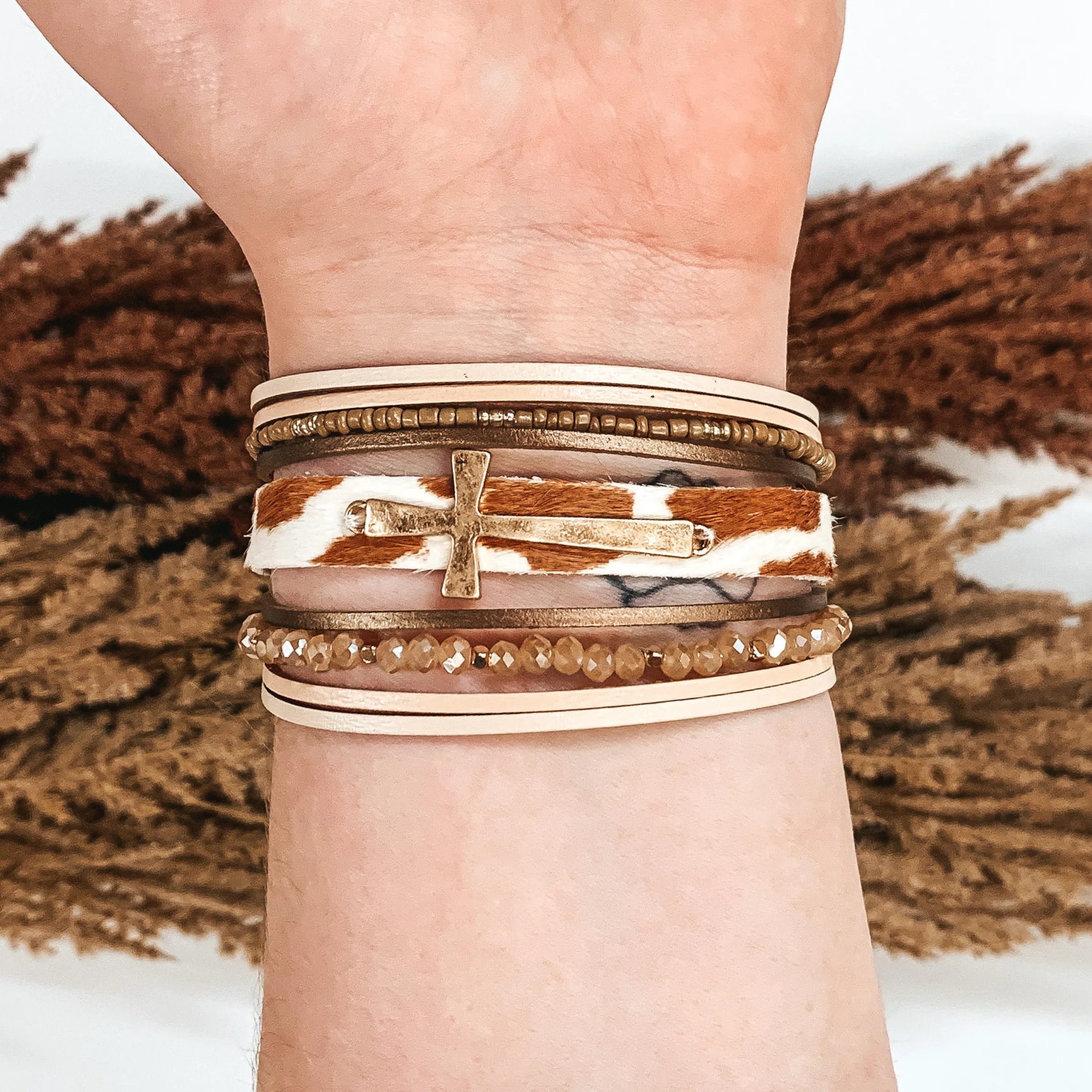 Praying the Cows Come Home Bracelet in Browns