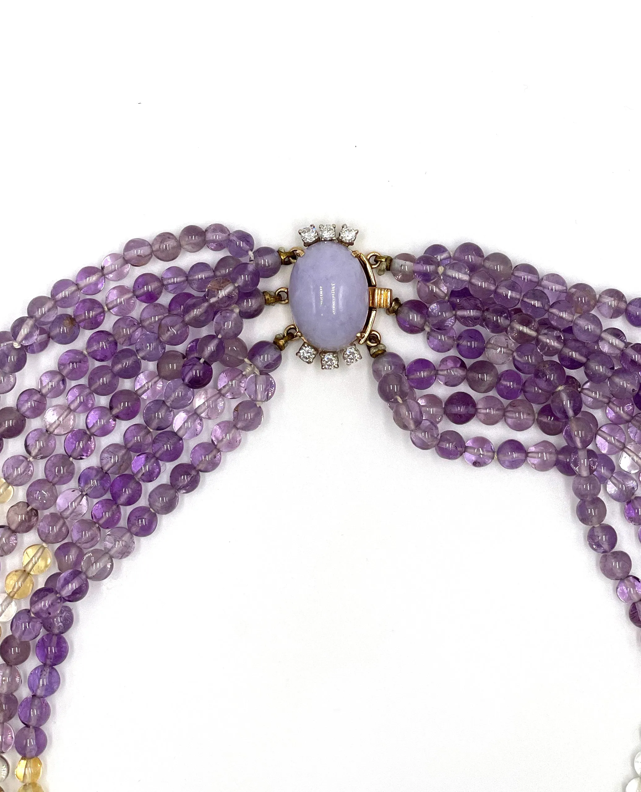 Pre-owned Multi Strand Colorful Necklace with Lavender Jade Clasp