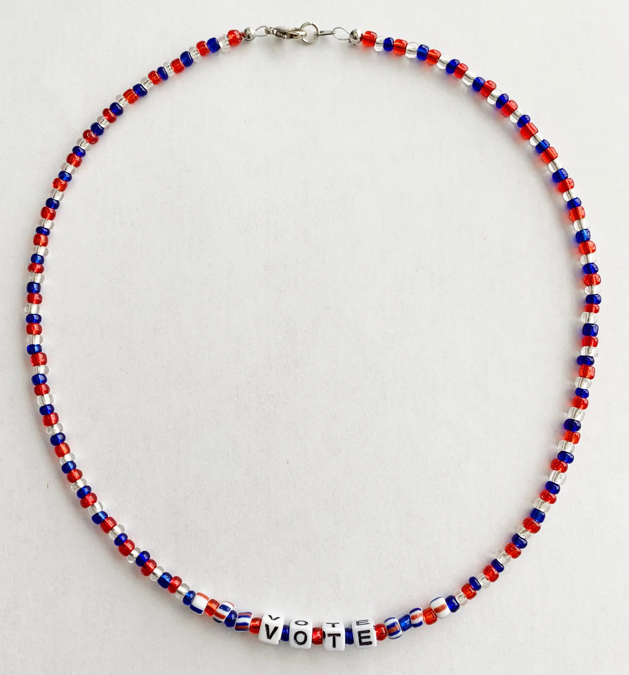 Presidential Election VOTE Necklace Glass Beads