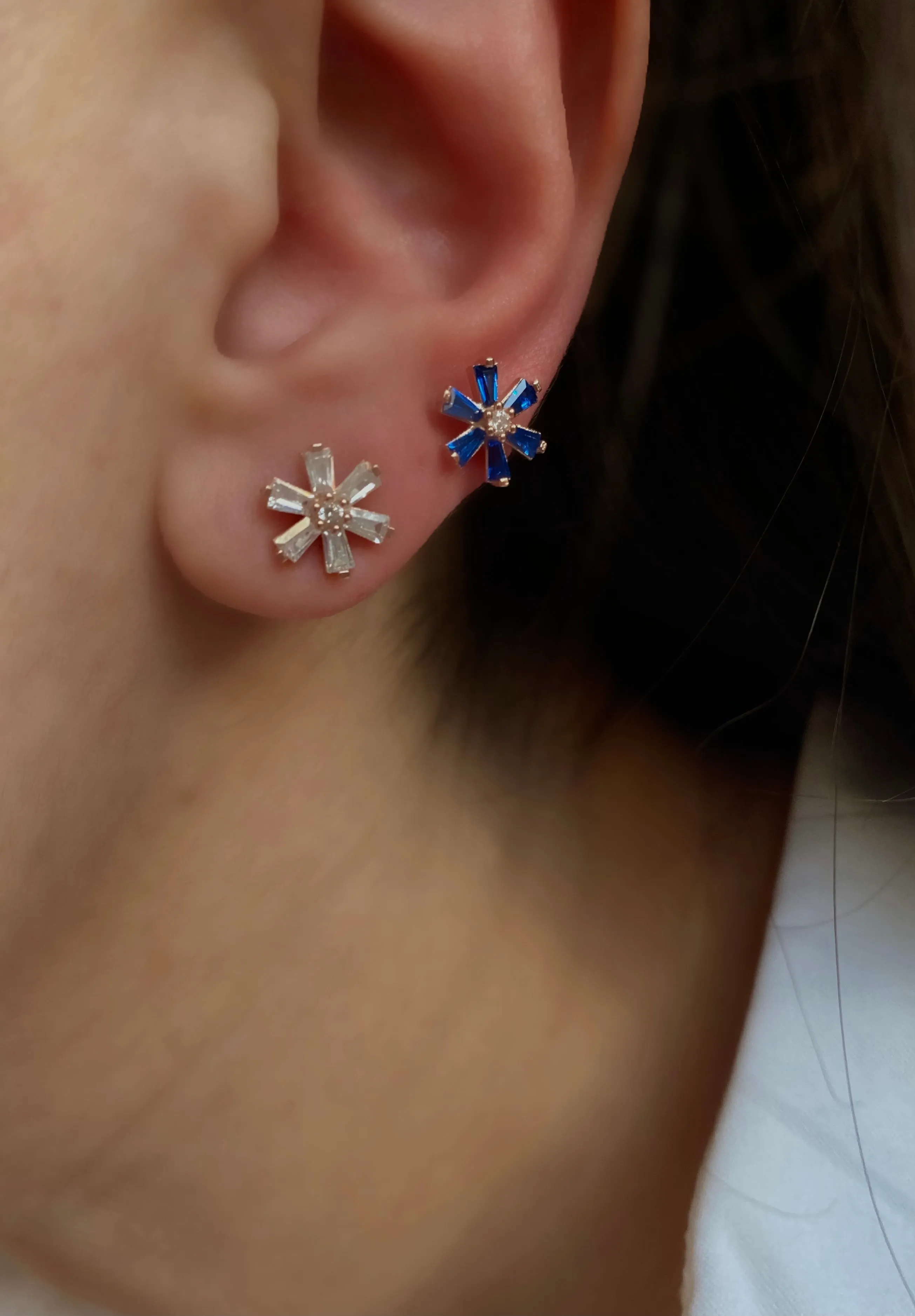 Pretty flower Studs with colourful stones