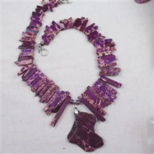 Purple Collar Necklace with Gemstone Pendant