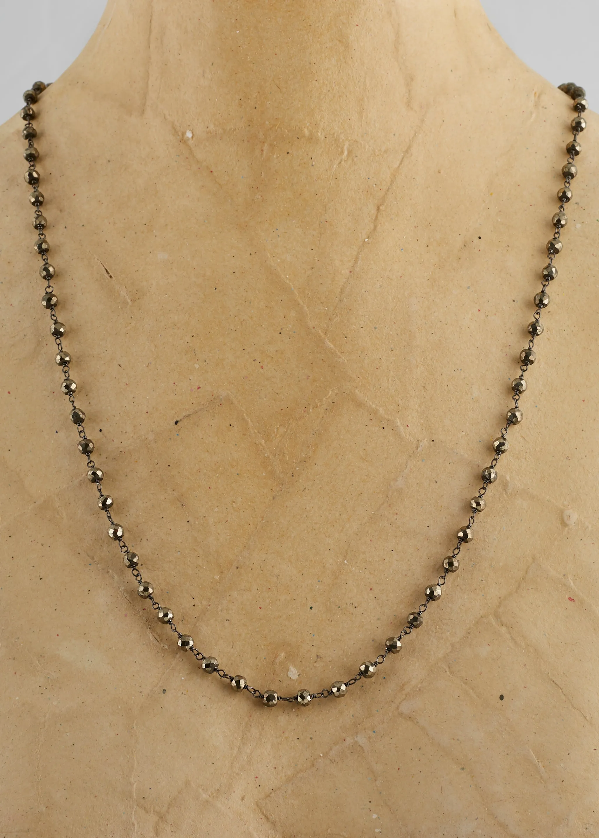 Pyrite Rosario Stone Necklace