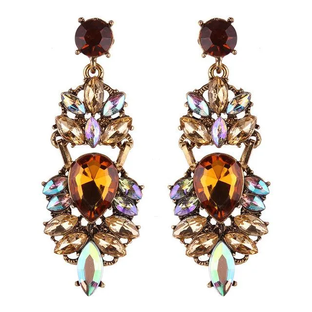 Queen Crystal Chandelier Drop Earrings