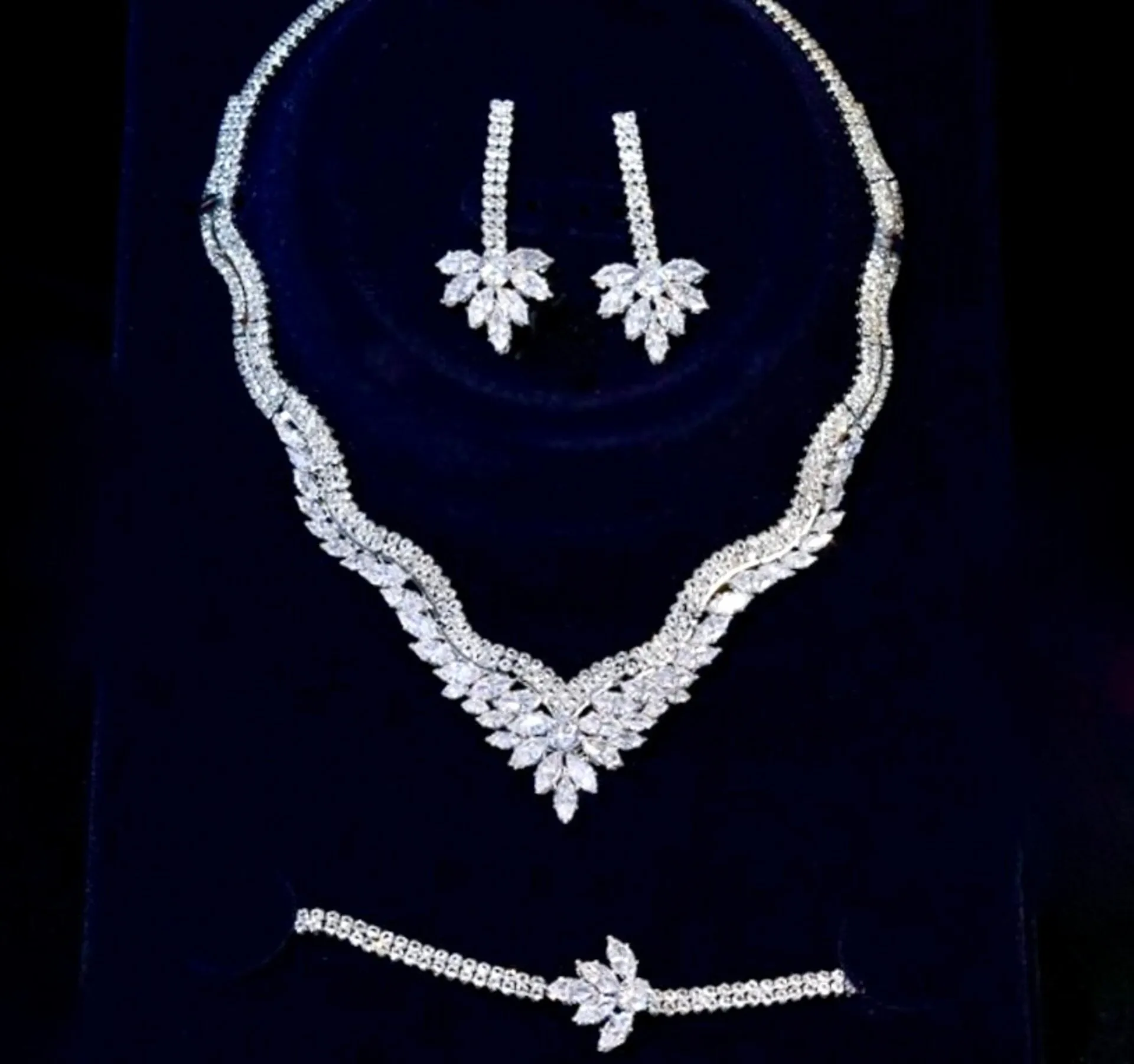 "Adara" - Luxury Cubic Zirconia Three-Piece Bridal Jewelry Set