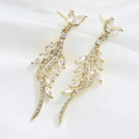 "Adelyn" - Cubic Zirconia Bridal Earrings - Available in Silver and Gold