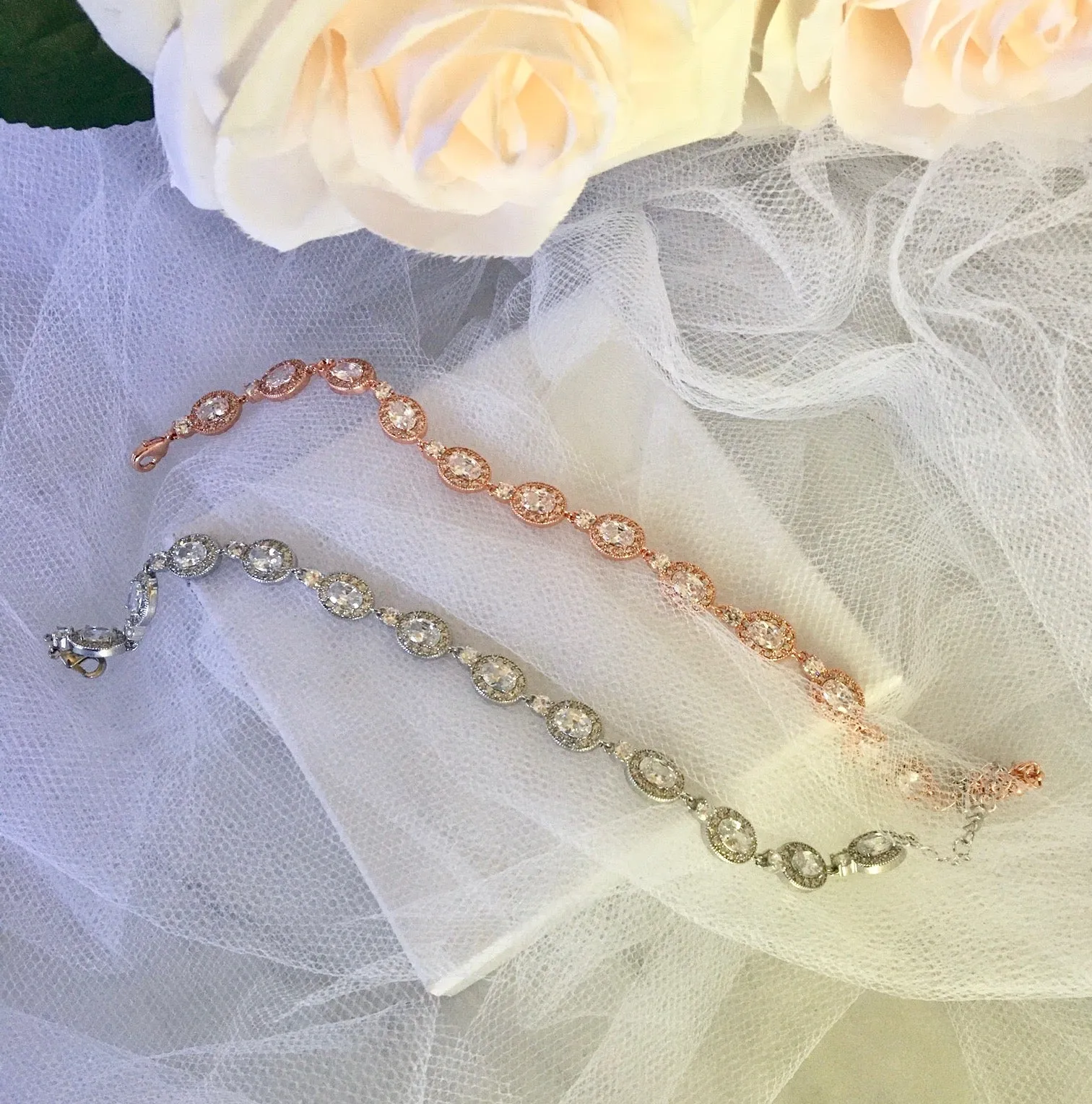 "Alexa" - Cubic Zirconia Bridal Bracelet - Available in Silver, Rose Gold and Yellow Gold