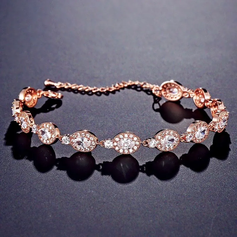 "Alexa" - Cubic Zirconia Bridal Bracelet - Available in Silver, Rose Gold and Yellow Gold