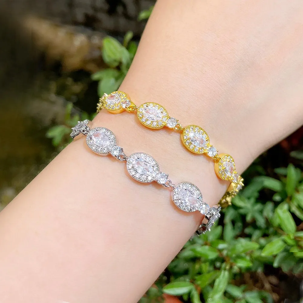 "Alexa" - Cubic Zirconia Bridal Bracelet - Available in Silver, Rose Gold and Yellow Gold