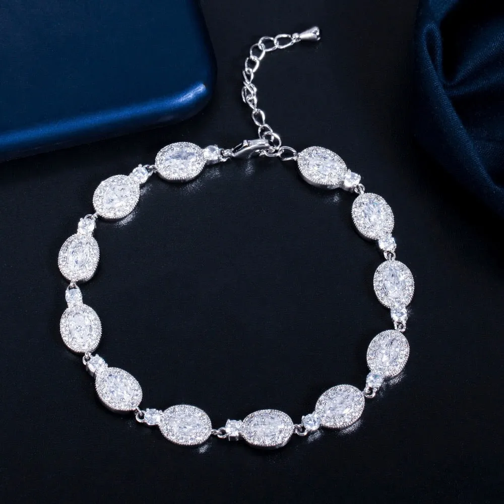 "Alexa" - Cubic Zirconia Bridal Bracelet - Available in Silver, Rose Gold and Yellow Gold