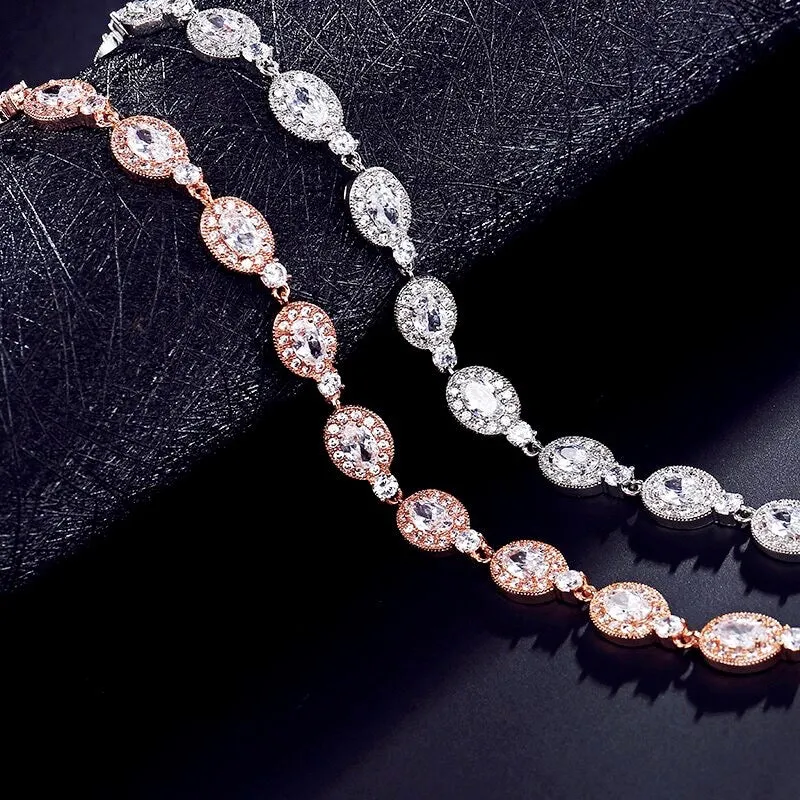 "Alexa" - Cubic Zirconia Bridal Bracelet - Available in Silver, Rose Gold and Yellow Gold