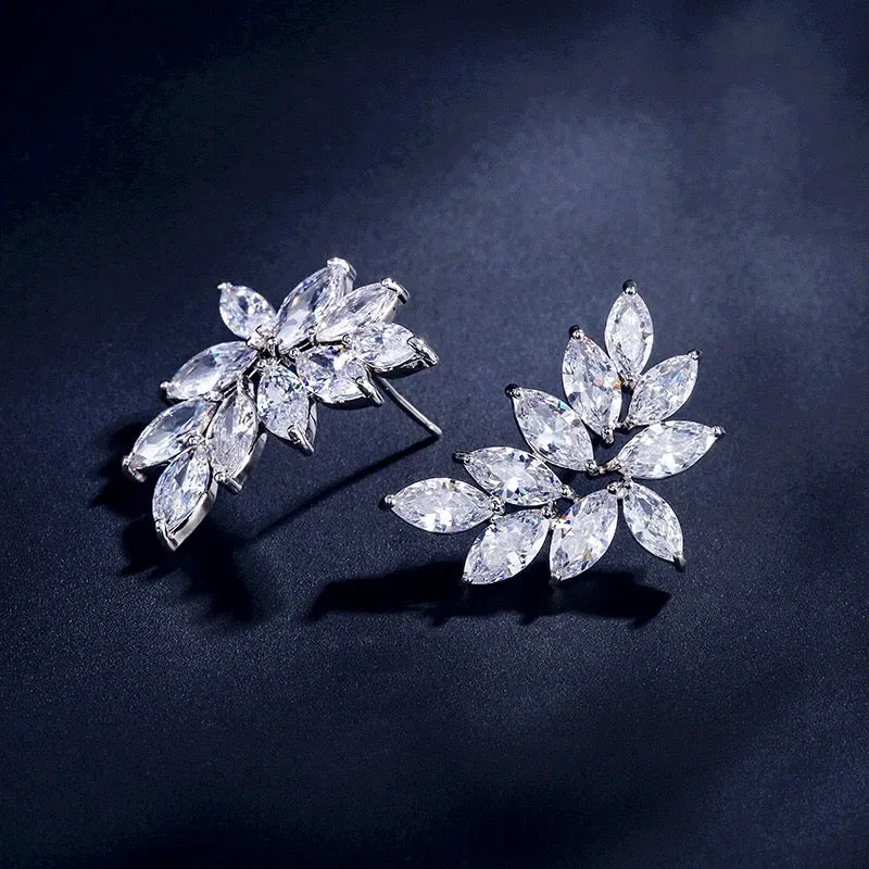 "Poppy" - Cubic Zirconia Bridal Earrings - Available in Silver, Rose Gold and Yellow Gold