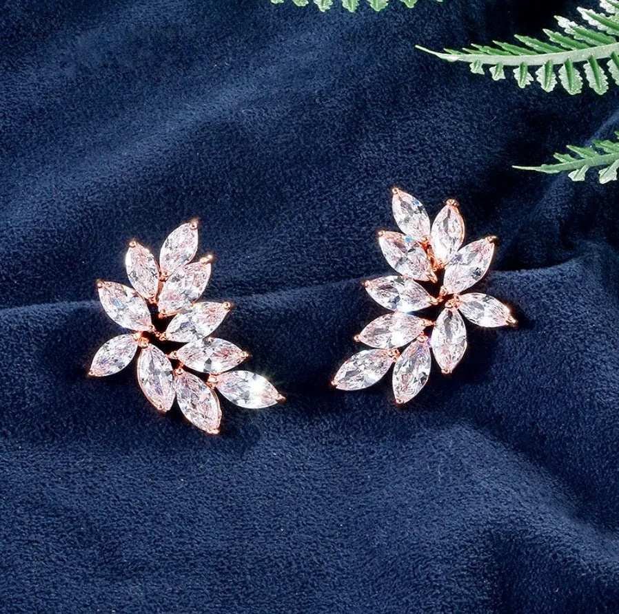 "Poppy" - Cubic Zirconia Bridal Earrings - Available in Silver, Rose Gold and Yellow Gold