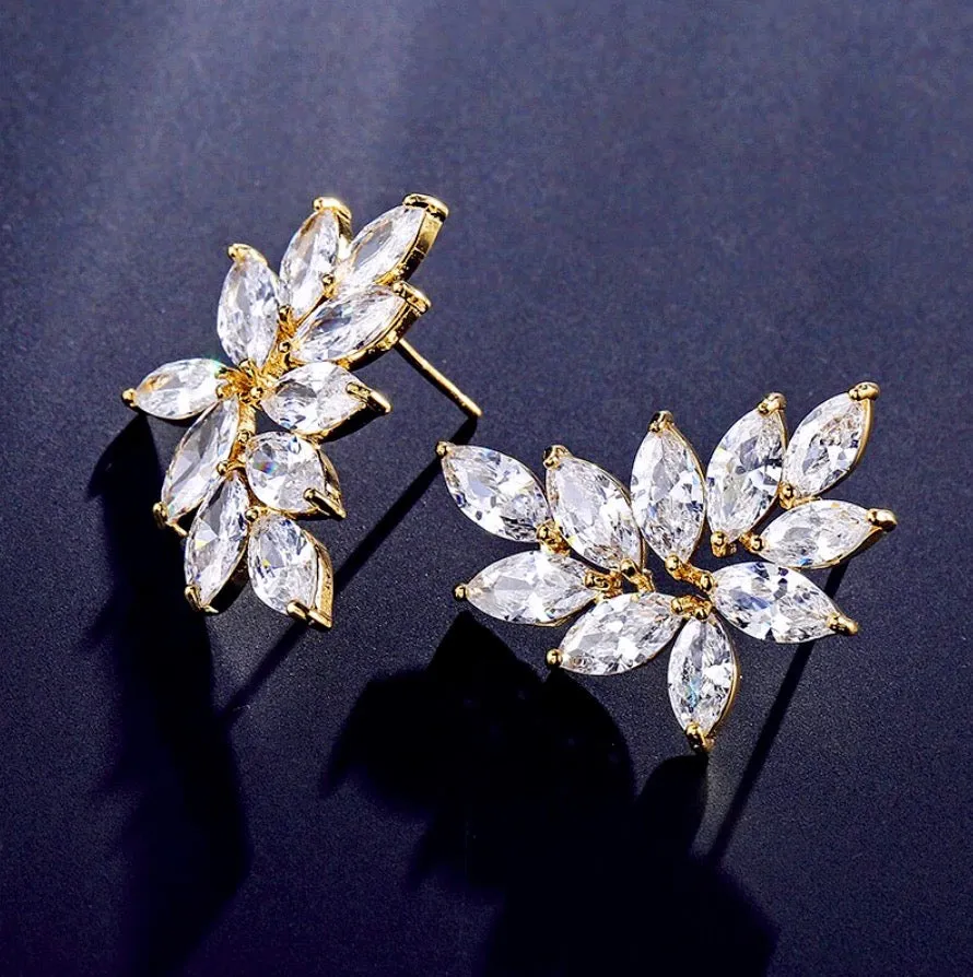 "Poppy" - Cubic Zirconia Bridal Earrings - Available in Silver, Rose Gold and Yellow Gold