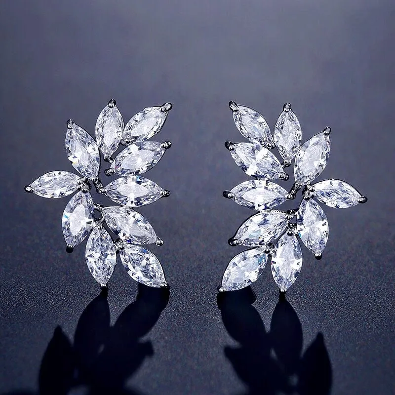 "Poppy" - Cubic Zirconia Bridal Earrings - Available in Silver, Rose Gold and Yellow Gold