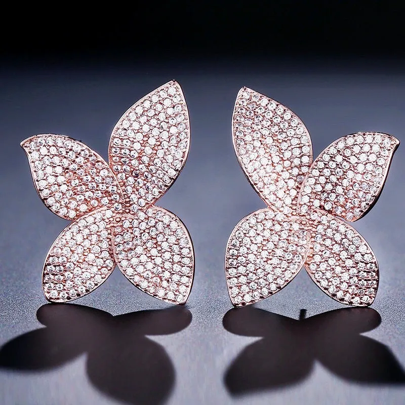 "Zinnia" - Cubic Zirconia Bridal Earrings - Available in Silver, Rose Gold and Yellow Gold