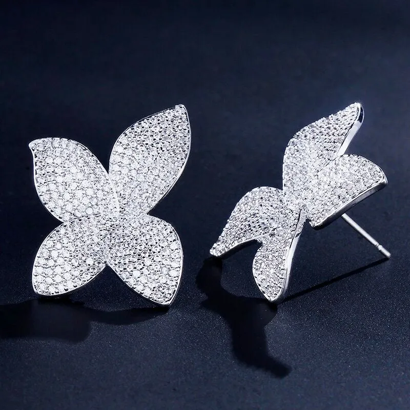 "Zinnia" - Cubic Zirconia Bridal Earrings - Available in Silver, Rose Gold and Yellow Gold