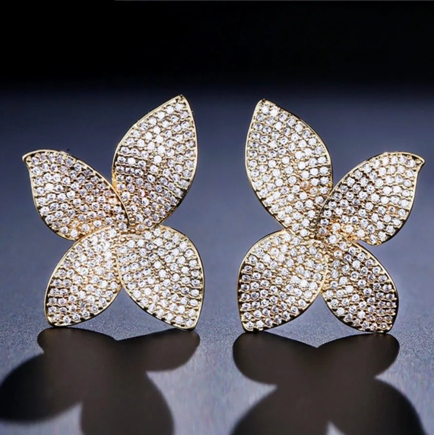 "Zinnia" - Cubic Zirconia Bridal Earrings - Available in Silver, Rose Gold and Yellow Gold