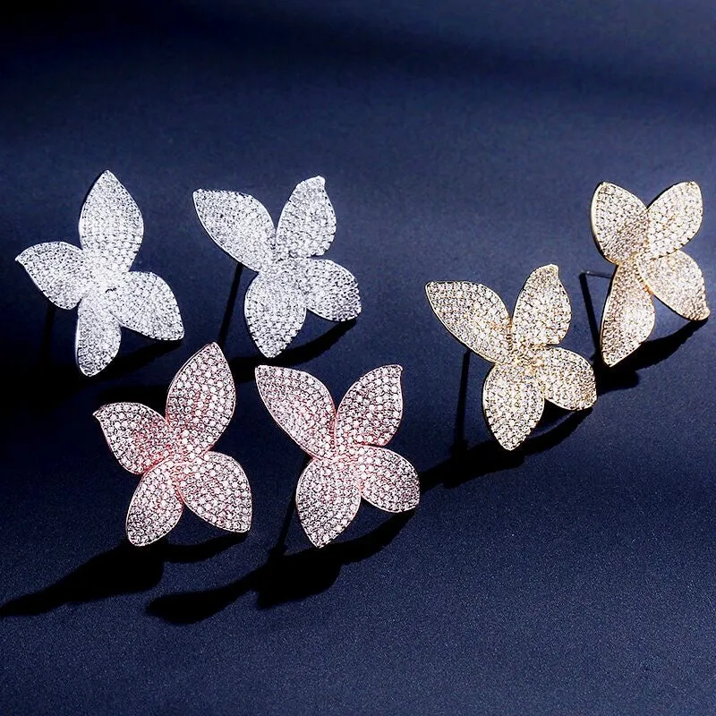 "Zinnia" - Cubic Zirconia Bridal Earrings - Available in Silver, Rose Gold and Yellow Gold