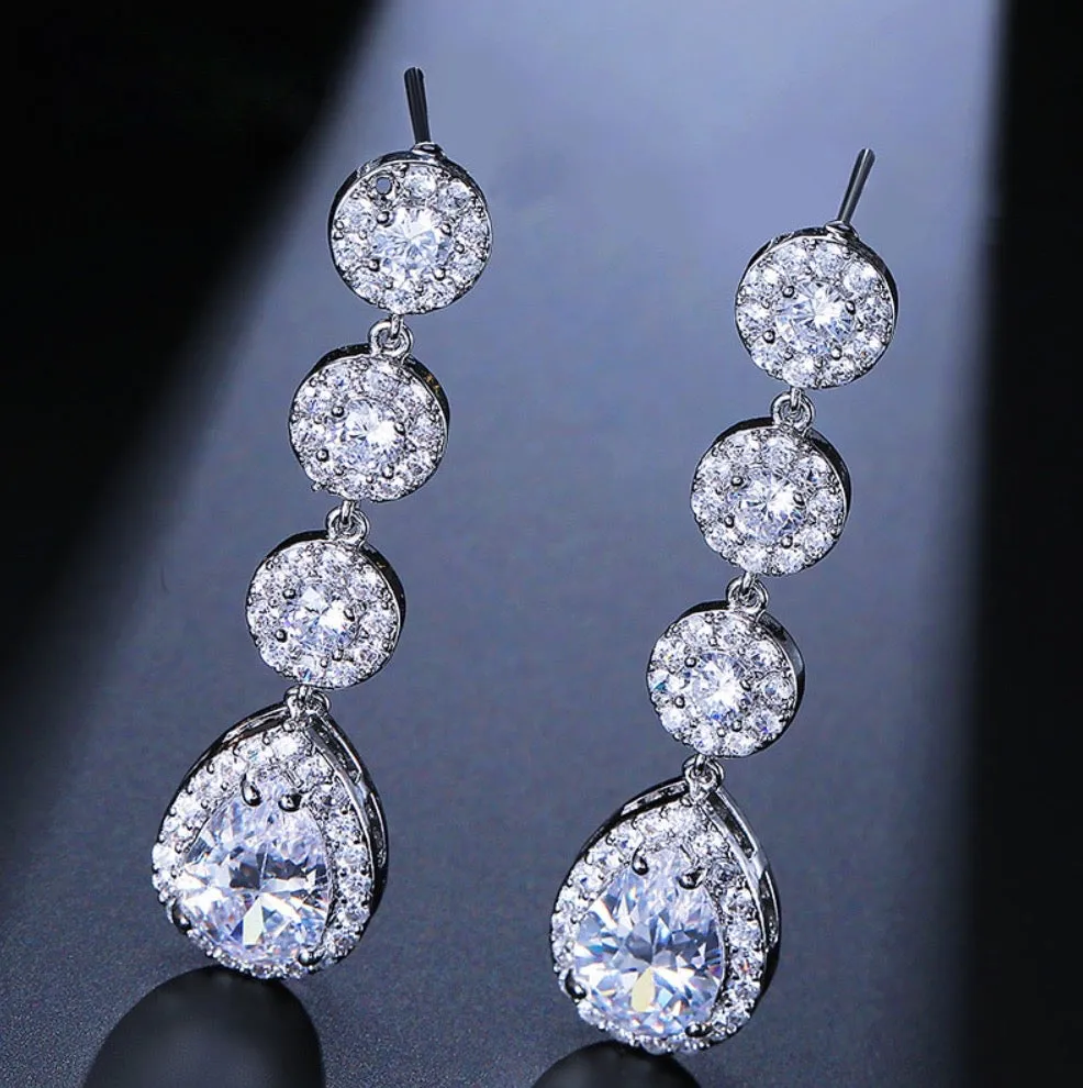 "Zoe" - Cubic Zirconia Bridal Earrings - Available in Rose Gold, Silver and Yellow Gold