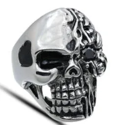 R176 Stainless Steel Half Face Biker Ring