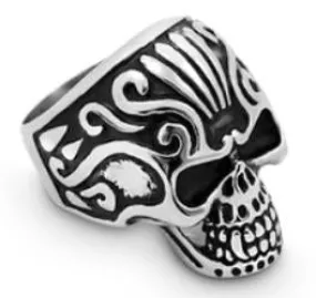 R184 Stainless Steel Crown Head Biker Ring