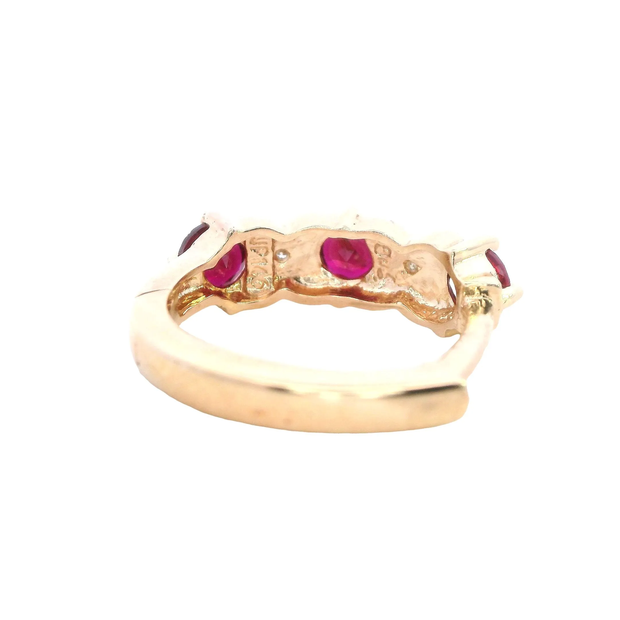 Radiant 9ct Yellow Gold Synthetic Ruby & Diamond Hoop Earrings