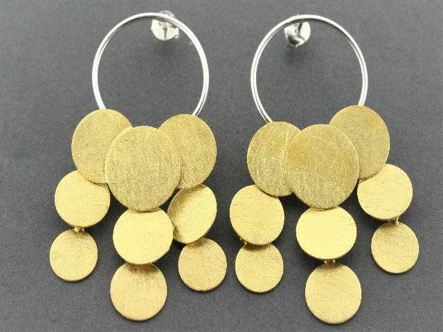 rain circle chandelier earring - 22 Kt gold on silver