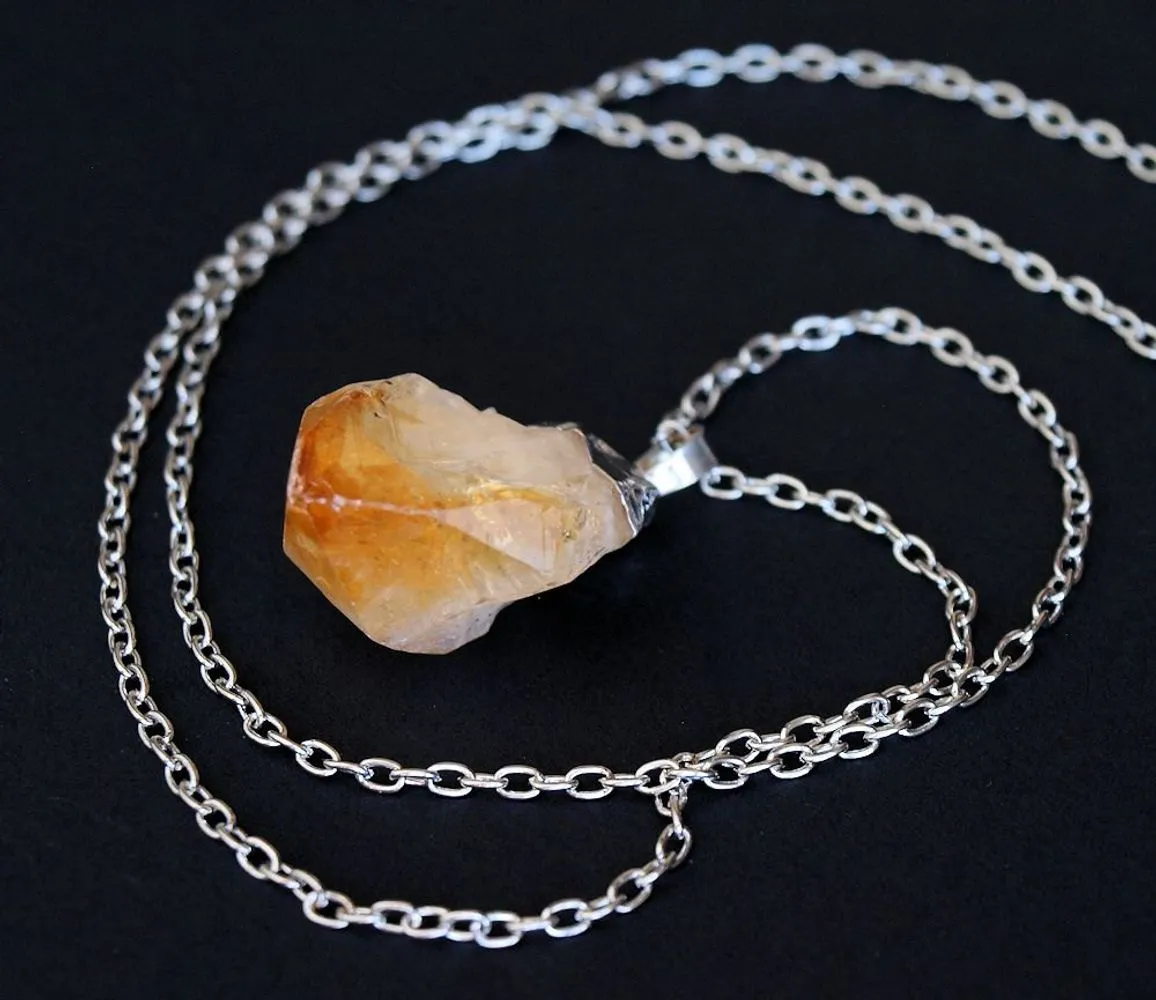 Raw Citrine Crystal Statement Necklace