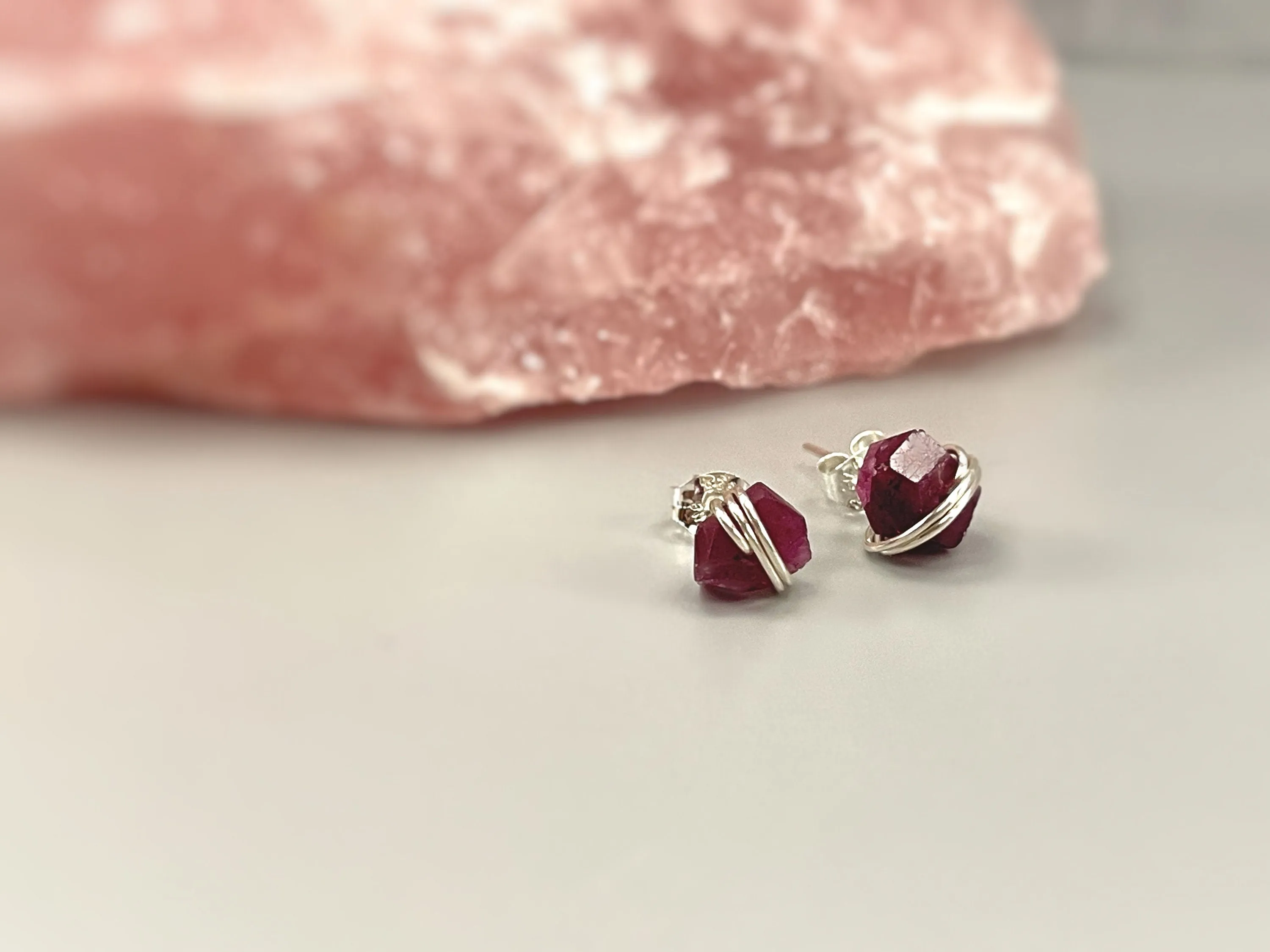 Raw Ruby Earrings 14k Gold Fill, Silver, Rose Gold