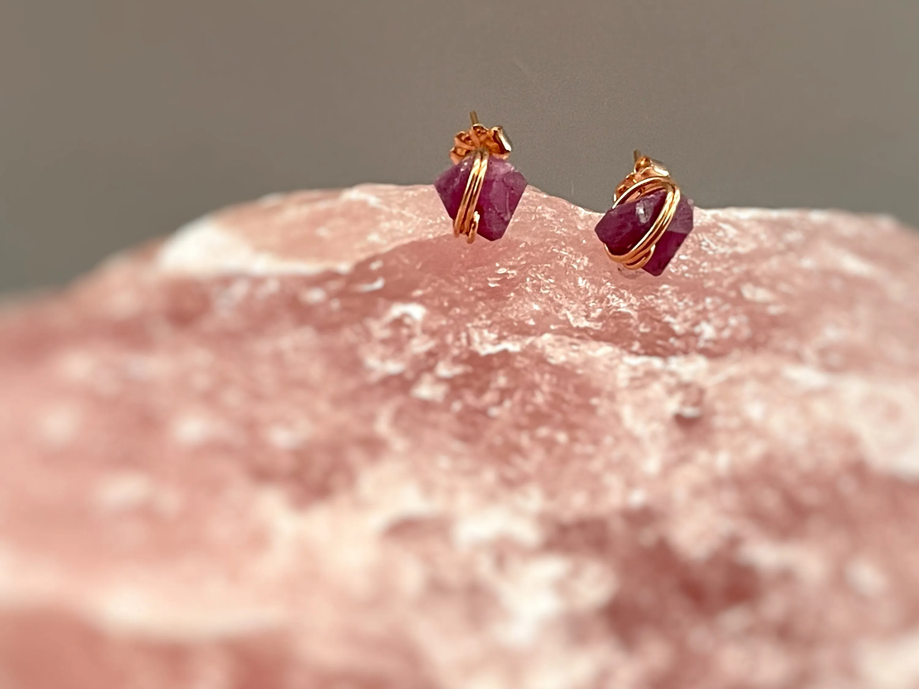 Raw Ruby Earrings 14k Gold Fill, Silver, Rose Gold