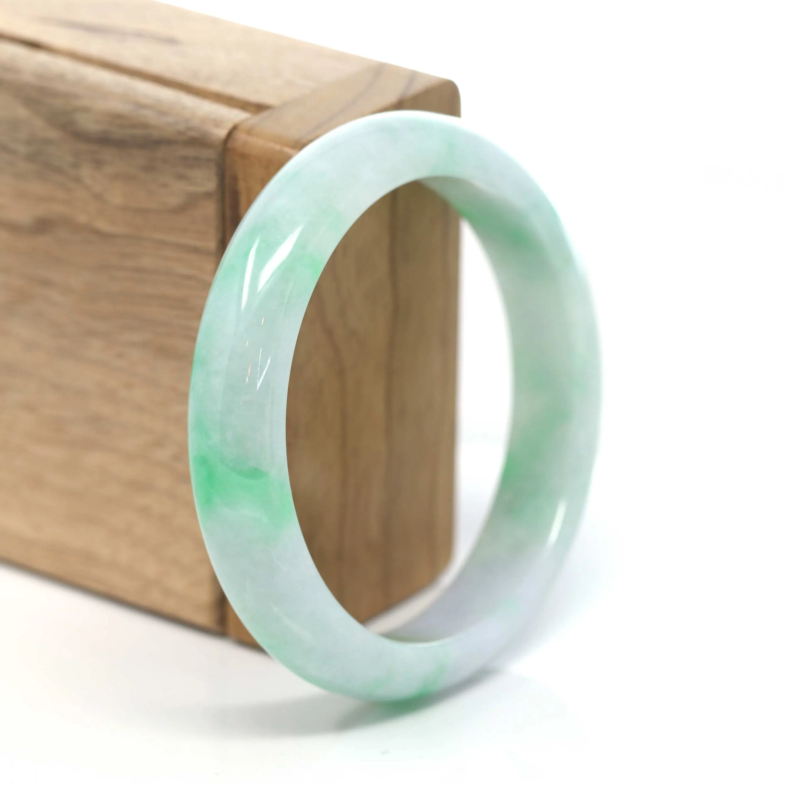 RealJade® Co. "Classic Bangle" Genuine Burmese Green Jadeite Jade Bangle Bracelet ( 55.53 )#211