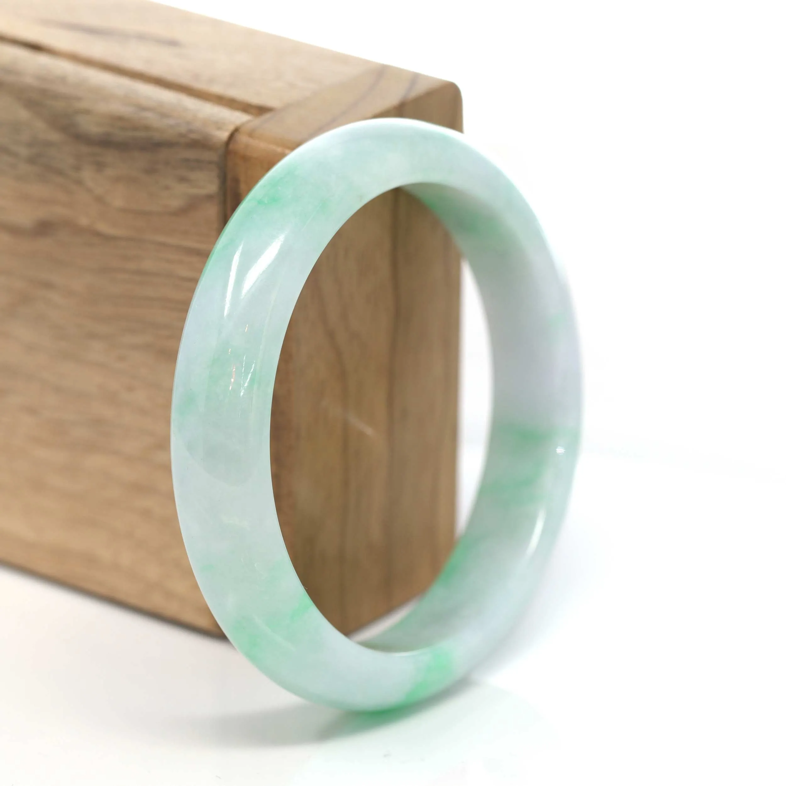 RealJade® Co. "Classic Bangle" Genuine Burmese Green Jadeite Jade Bangle Bracelet ( 55.53 )#211