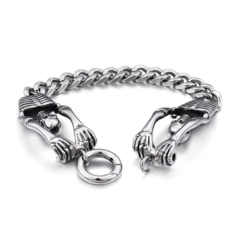 Rebellious Skull Titanium Steel Men's Bracelet - Bold Punk Style Jewelry for the Modern Man