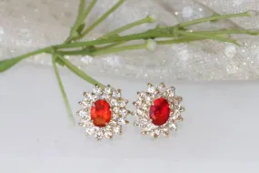 RED PAVE EARRINGS