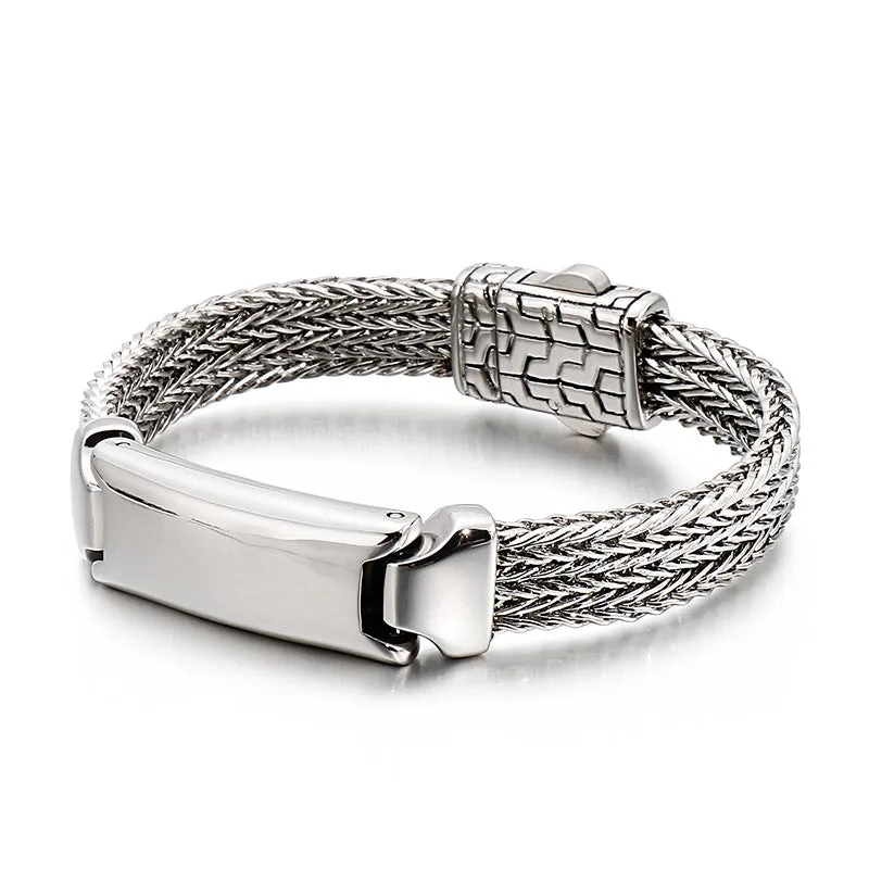 Retro-Inspired Titanium Steel Men's Bracelet - Versatile Pattern Stainless Steel Accessories for Trendy Men