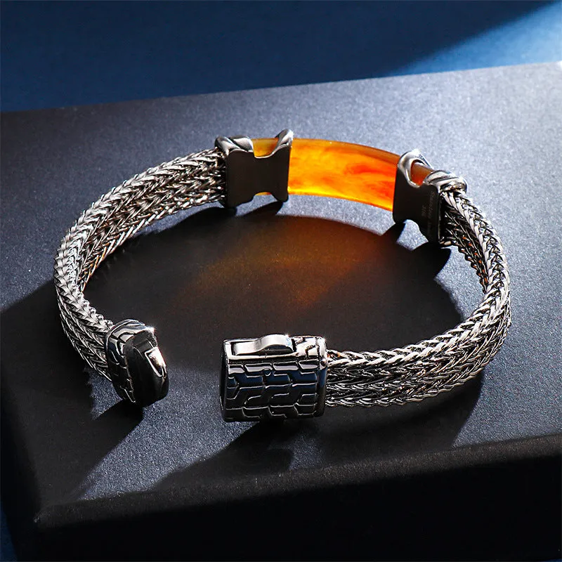 Retro-Inspired Titanium Steel Men's Bracelet - Versatile Pattern Stainless Steel Accessories for Trendy Men