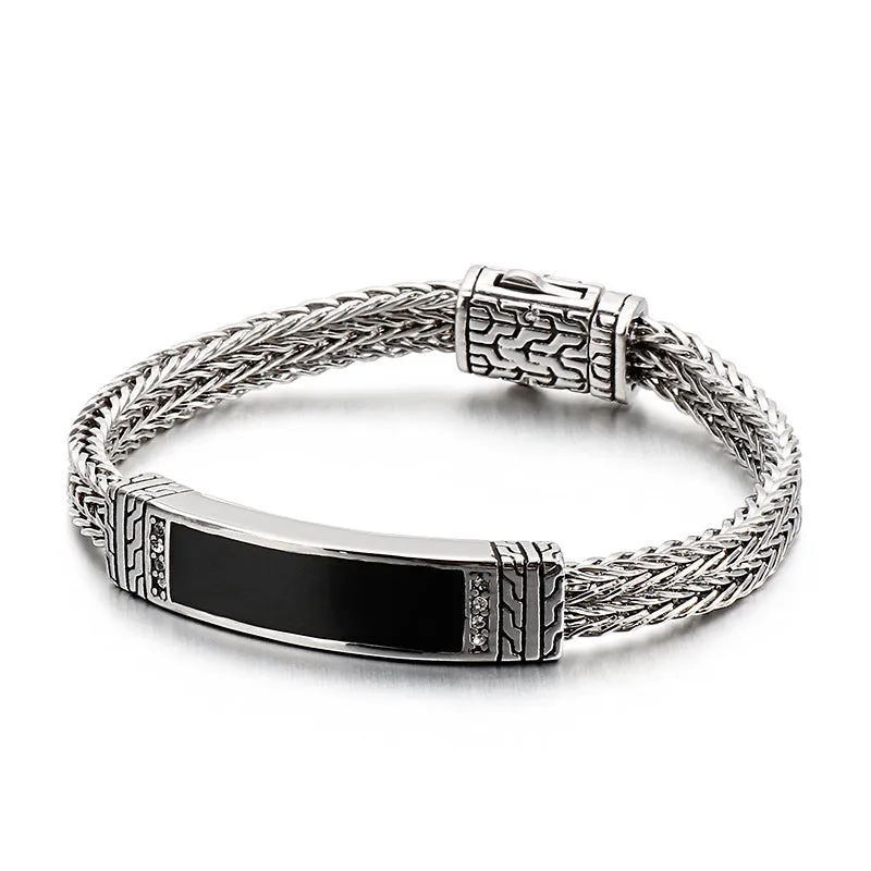 Retro-Inspired Titanium Steel Men's Bracelet - Versatile Pattern Stainless Steel Accessories for Trendy Men