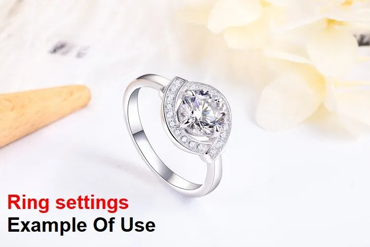 Ring Setting Blank 7mm 1pc 925 Sterling Silver CZ Semi Mount for 1 Round Shape Faceted Stone 4 Prongs Love Theme Wholesale Available