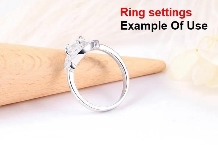 Ring Setting Blank 7mm 1pc 925 Sterling Silver CZ Semi Mount for 1 Round Shape Faceted Stone 4 Prongs Love Theme Wholesale Available